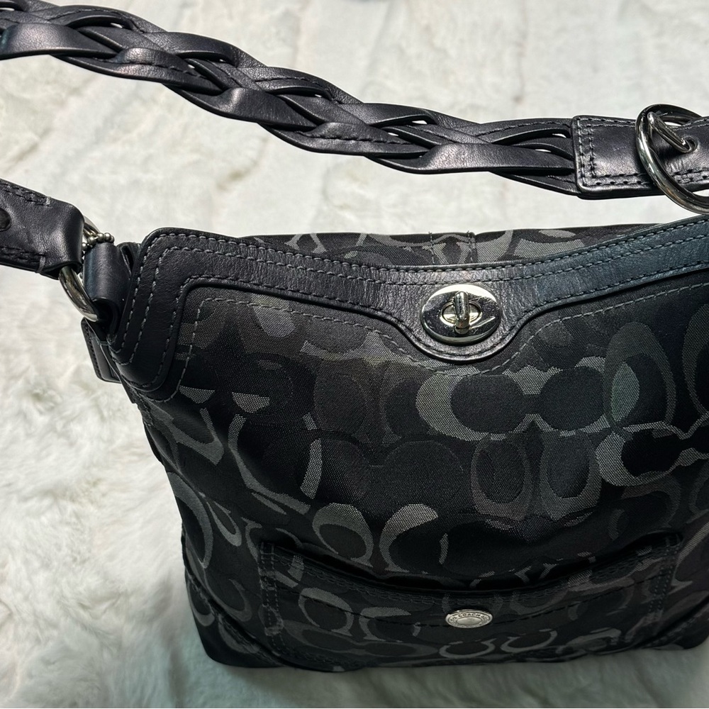 Coach Black Shoulder Bag with Signature Monogram